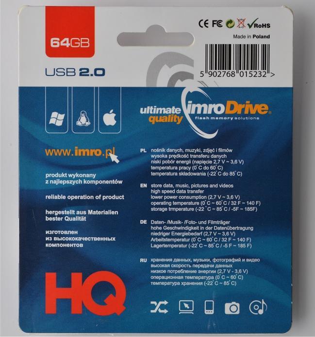 Productafbeelding IMRO ZWART/64GB USB-stick USB Type-A 2.0 - 64 GB (64 GB, USB-A)