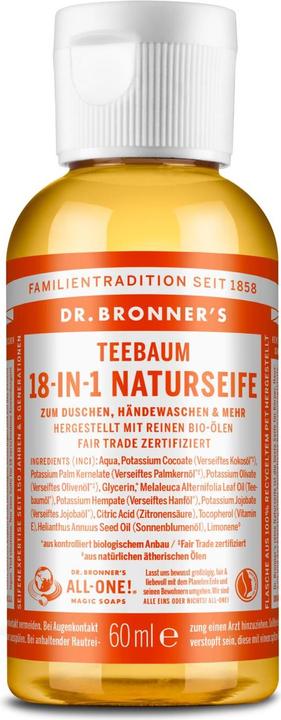 Actual product image Dr. Bronner's 18-IN-1 Tea tree (Liquid soap, 60 ml)