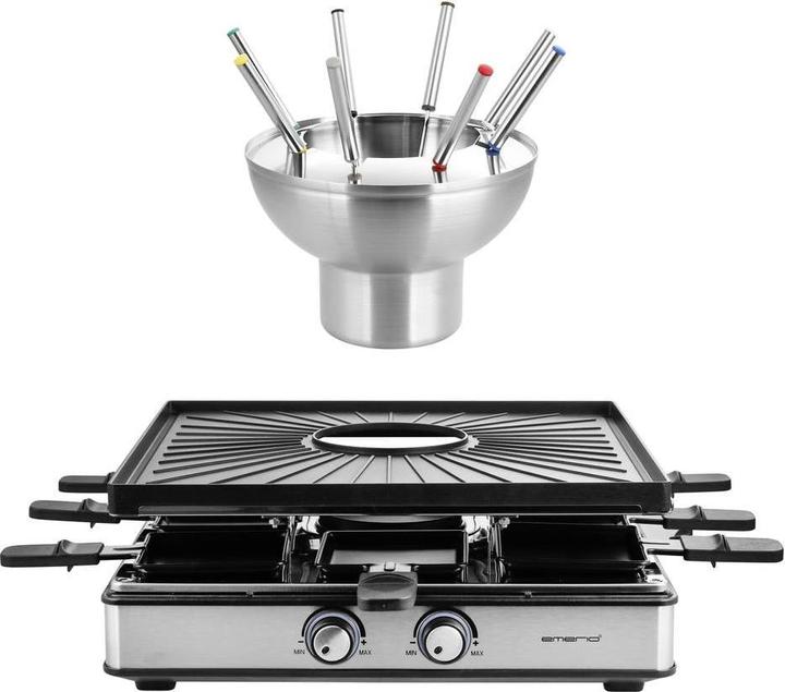 Image du produit Emerio Gril à raclette,8 poêlons,plaque de gril,fondue