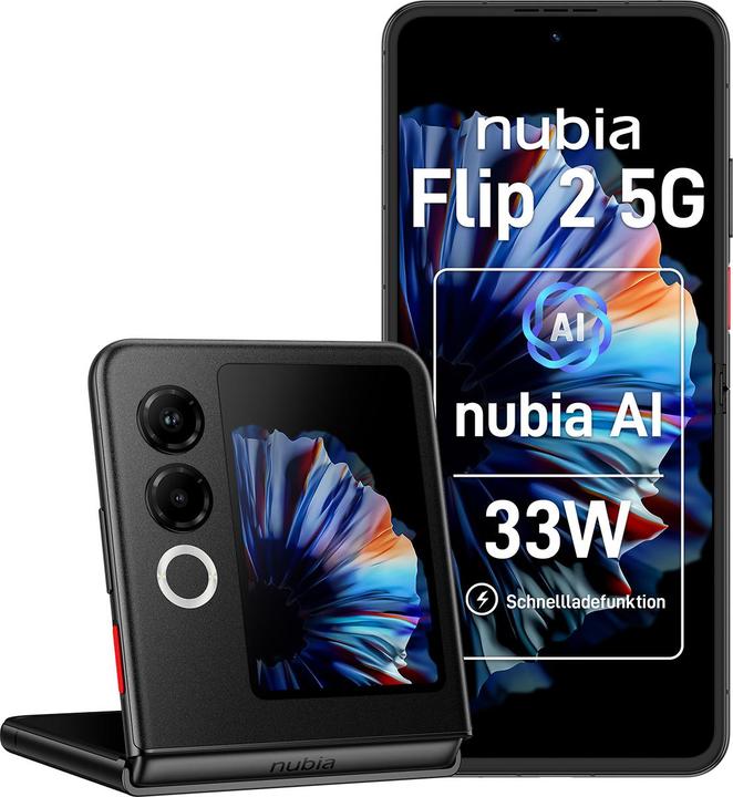 Productafbeelding Nubia Flip 2 5G 8GB/256GB Schwarz (256 GB, Nacht Zwart, 6.89", 5G)