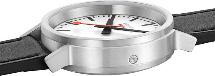 Actual product image Mondaine MST.4101B.LBV Stop2go Horloge - Station clock - Saffierglas - Staal/Kunstleer - Zilver/Zwart - 41 mm (41 mm)