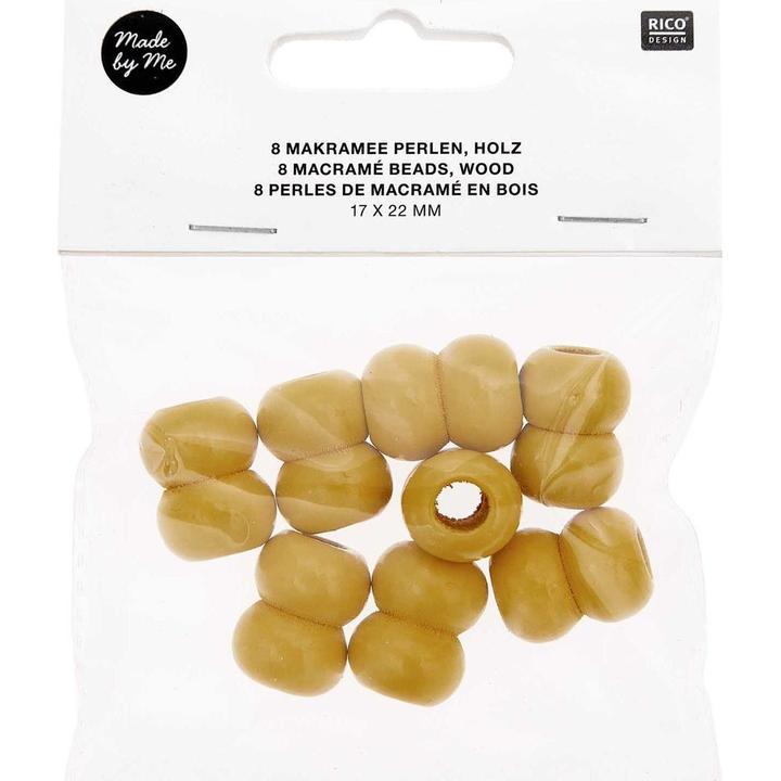 Immagine prodotto Rico Design Perline di legno macramè giallo, 8 pezzi