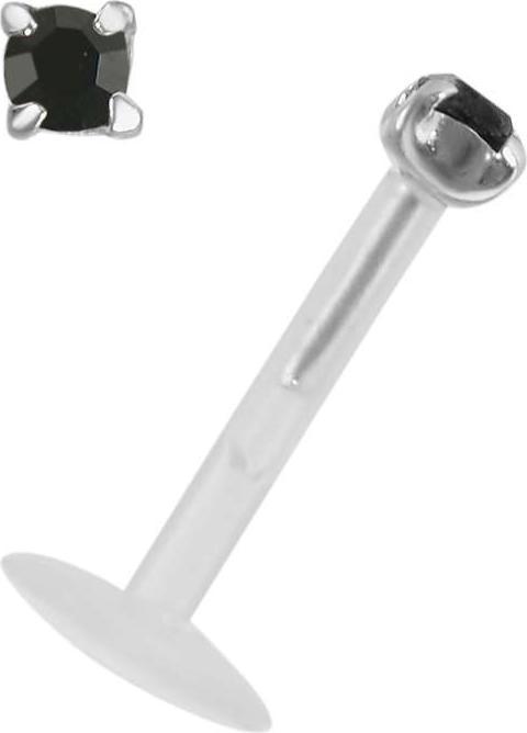 Bijouteria Piercing für Lippe/Tragus (Bioplast, Silber 925, Kristall)