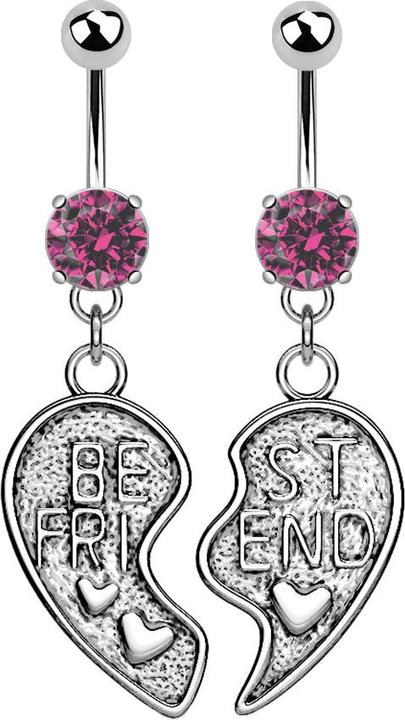 Immagine prodotto Star Piercing Banana in argento con ciondolo Best Friend rosa (Ottone, Acciaio chirurgico 316L)