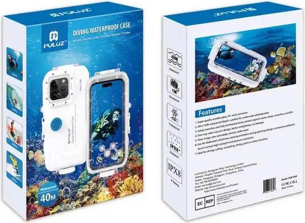 Immagine prodotto PhoneLook Coque Protection étanche PULUZ pour plongée et snorkeling à 40M grade IPX8 universelle (small) (Apple iPhone 15)