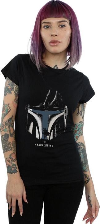 Immagine prodotto Star Wars The Mandalorian Helmet Silhouette Maglietta Donna (XL)