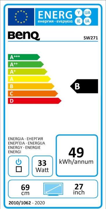 Etichetta energetica BenQ Sw271 (3840 x 2160 pixel, 27")