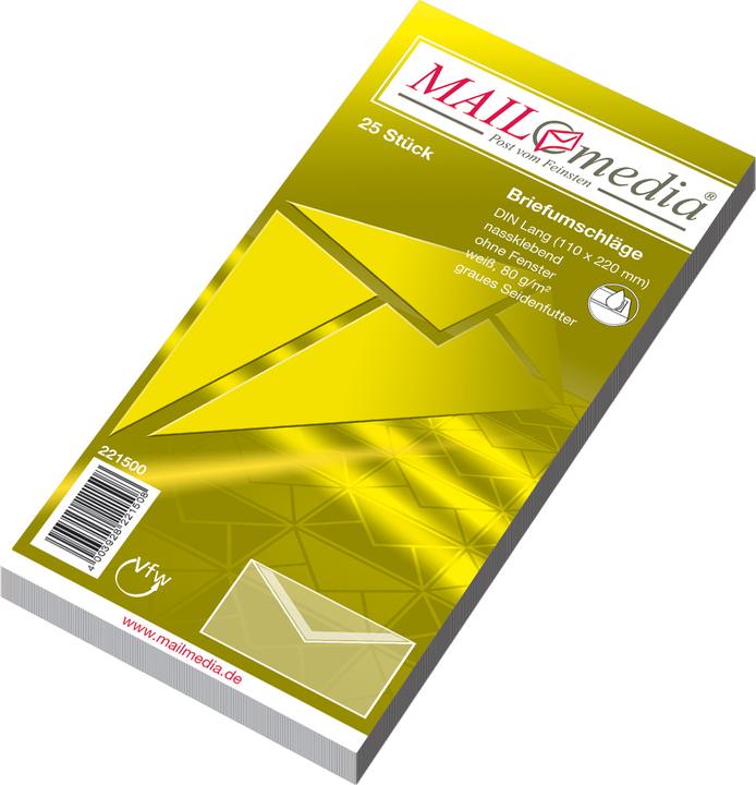 Produktbild Mailmedia Briefumschlag Offset weiá mit Seidenfutter, D lang (DL, 25 x)