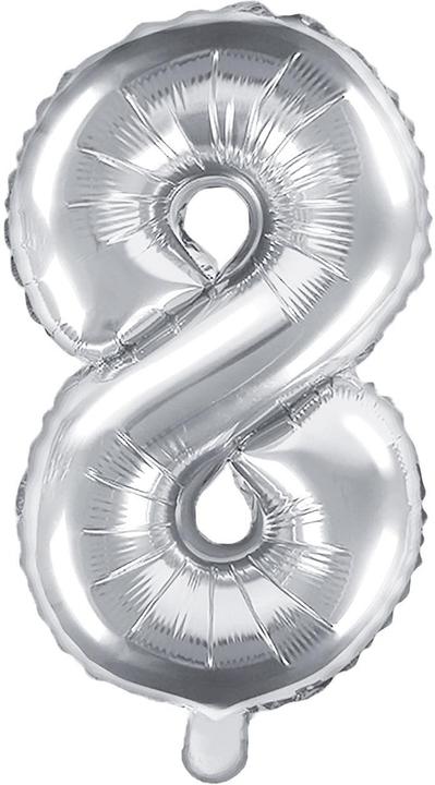 Produktbild Partydeco Zahlenballon Folie 8 Silber 35-40 cm (1 x)