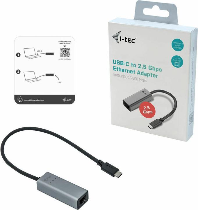 Actual product image i-tec USB-C Ethernet Adapter (USB-C 3.1 Gen 1, RJ45 2.5 Gigabit Ethernet (1x))