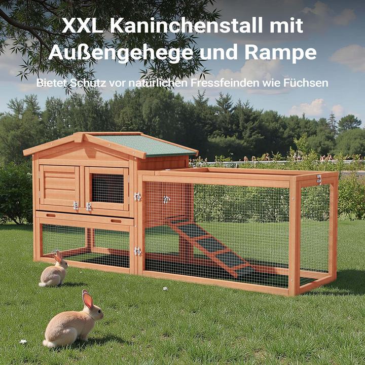 Produktbild Wiltec XXL Hasenstall 1560x520x680mm Freilaufgehege Hasenkäfig Kleintierstall
