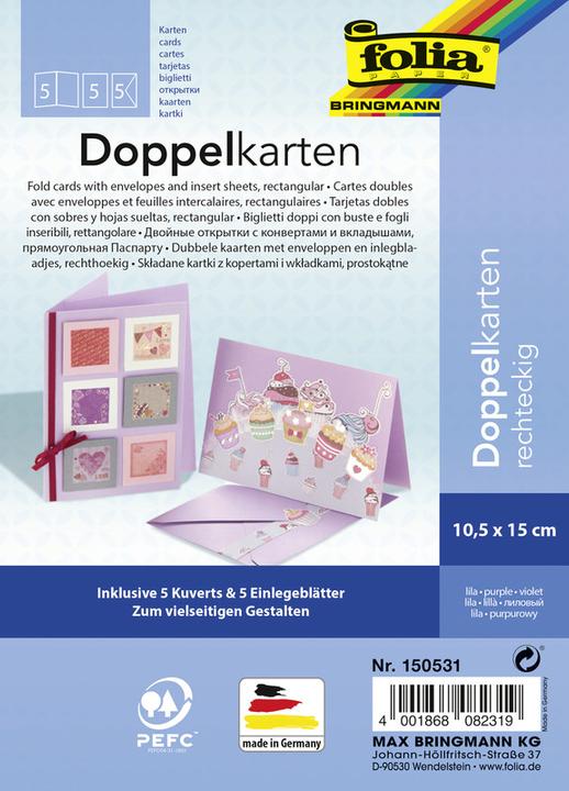 Produktbild Folia Doppelkarten rechteckig 220 g/m2 (5 Stk.)