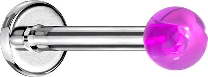 Star Piercing Labret silber mit Kugel violett "Glow" (Acryl, ohne Messing, Chirurgenstahl 316L)