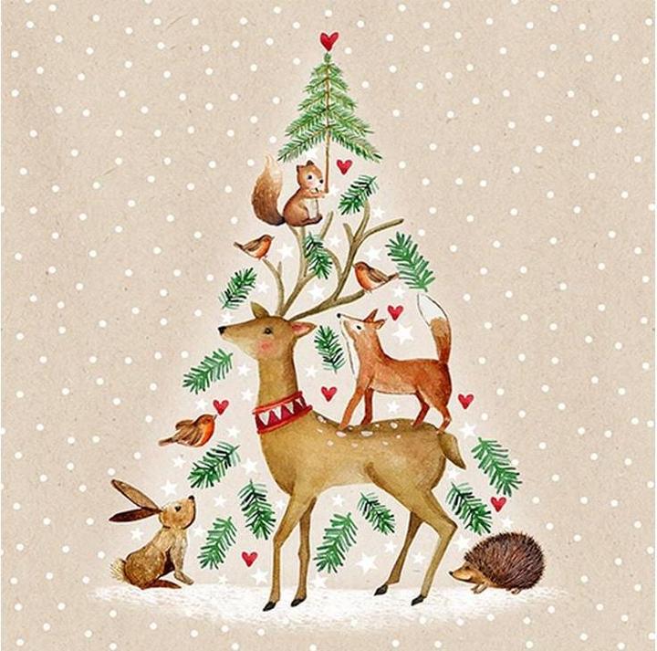 Produktbild Braun + Company Weihnachtsservietten Animal Tree Mehrfarbig, 20 Stück (20 x)