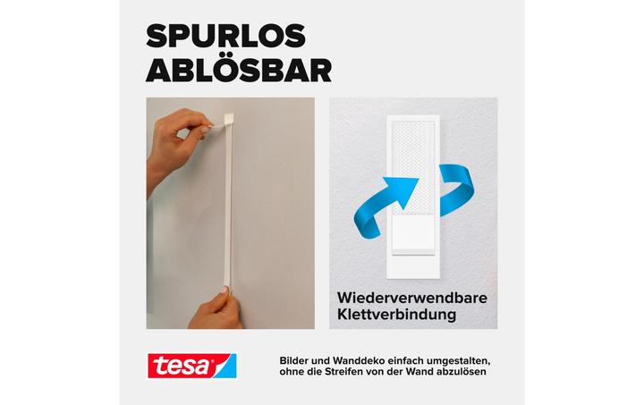Produktbild tesa Powerstrips CLICK - Klett-Klebepads - Bilder aufhängen ohne Bohren - Large 7,2kg - 4 x 2 Stück (7.20 kg)