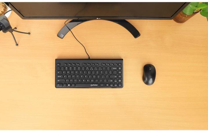 Actual product image Manhattan Slim USB mini keyboard 1.5m cable black (DE, Cable)