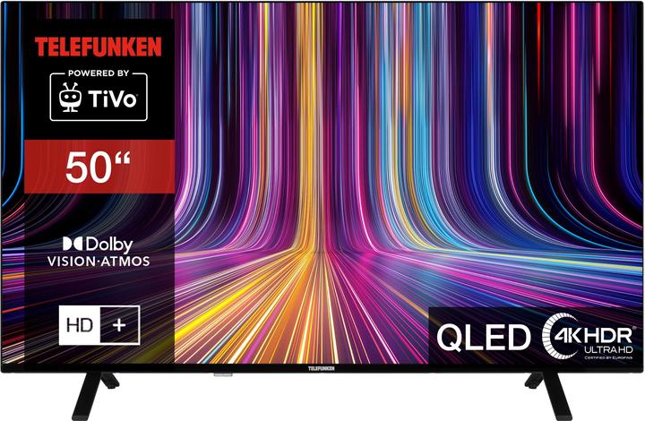 Telefunken QU50TO750S (126 cm (50 pouces), noir, UltraHD/4K, triple tuner, SmartTV, système d'exploitation (50", QLED, 4K, 2024)