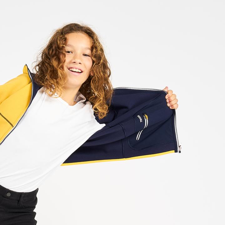 Immagine prodotto Tribord Giacca in pile da vela per bambini calda e reversibile 500 blu navy/giallo (164)