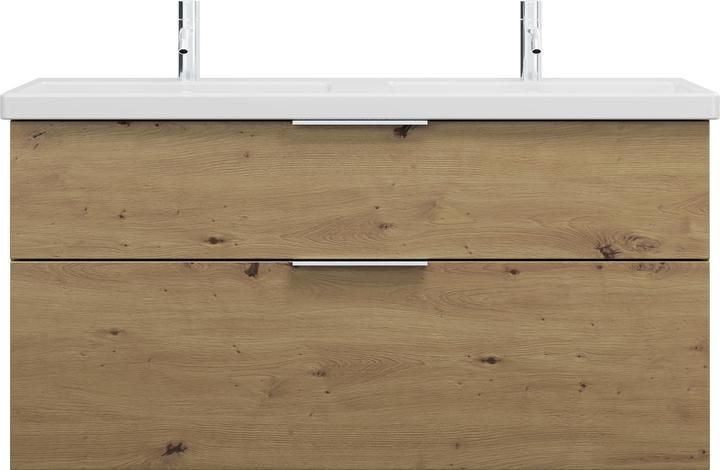 Produktbild burgbad Eqio Keramik-Doppelwaschtisch inklusive Waschtischunterschrank, Breite 1230 mm