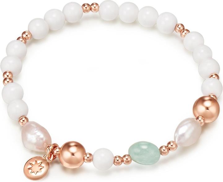 Lulu & Jane Metall-Legierung Aquamarin Süsswasser-Zuchtperle/Muschelkernperle roségold 19,0 - 22,0 cm - 33320 (22 cm, Metall-Legierung)