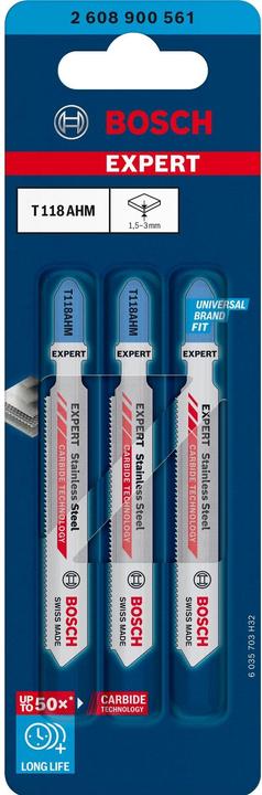 Actual product image Bosch Professional Zubehör EXPERT 'Stainless Steel' T 118 AHM Jigsaw blade, 3 pieces