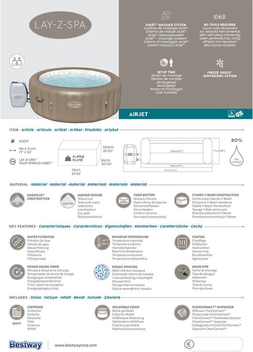 Produktbild Bestway Lay-Z-Spa Palm Springs AirJet (6 Pers.)
