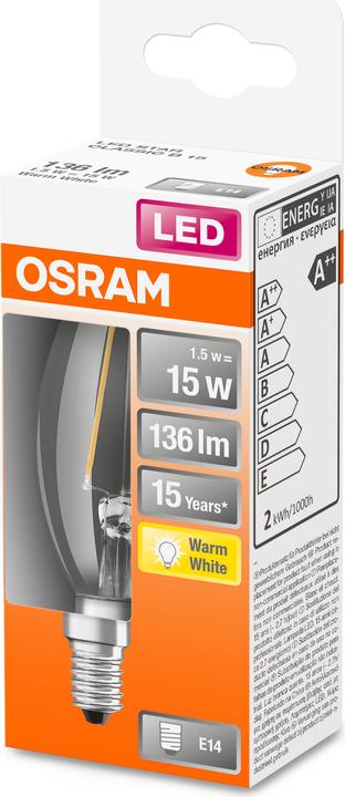 Actual product image Osram Star Classic B (E14, 15 W, 136 lm, 1 x, F)