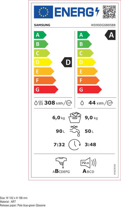 Energy Label Samsung WD90DG6B85BBU3