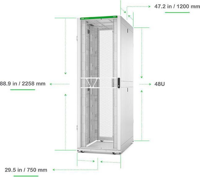 Immagine prodotto APC NetShelter SX Server Rack Gen 2 48U 2258H x 750W x 1200D mm con lati Bianco (48 HE, Rack da 19 pollici)