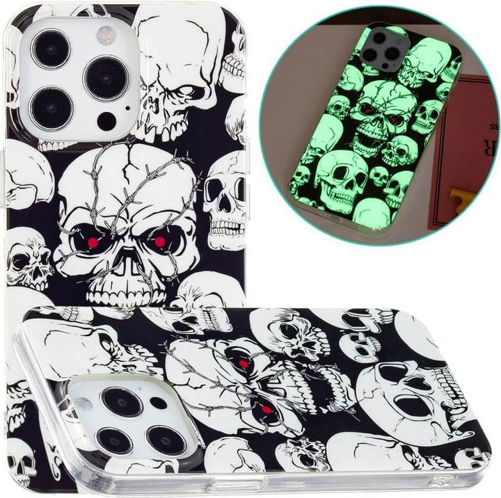 Produktbild Cover-Discount iPhone 15 Pro Max - Nachtleuchtende Silikon Hülle Totenkopf (Apple iPhone 15 Pro Max)