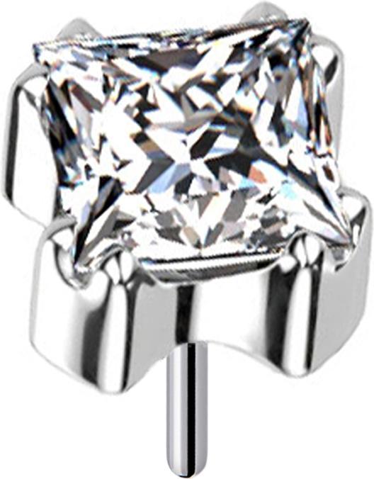 Star Piercing Ring rosegold mit Herzkristall (Titan G23, ohne Messing)