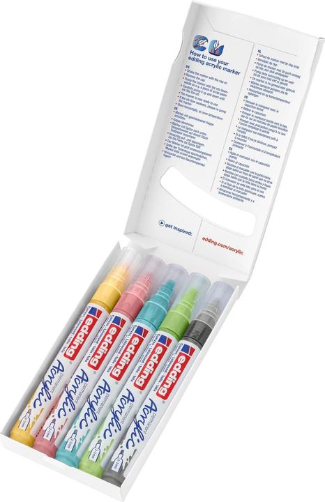 Image du produit Edding Marqueur acrylique 5100 Medium (Multicolore, 3 mm, 5 x)