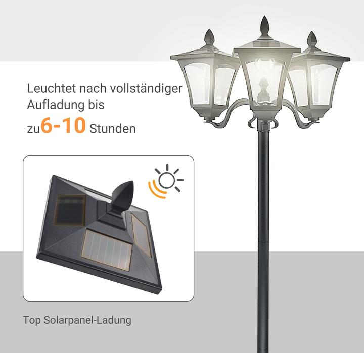 Produktbild Outsunny Solar Gartenleuchte mit 3 Lampen (120 lm)