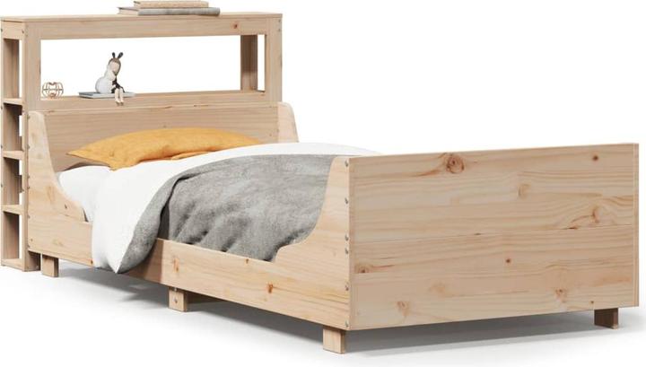Actual product image VidaXL Solid wood bed Wooden bed Bed double bed headboard white 140x190cm pine (140 x 190 cm)