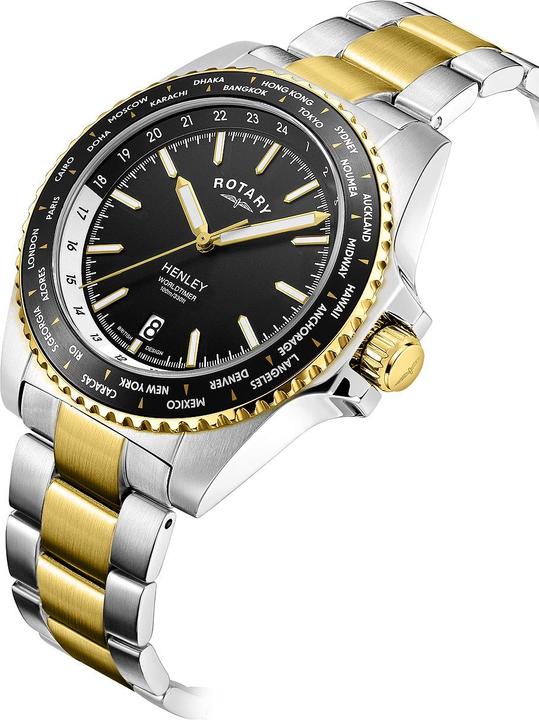 Produktbild Rotary GB05371/04 Henley World Timer Herrenuhr 41mm 10ATM (Analoguhr, 41 mm)