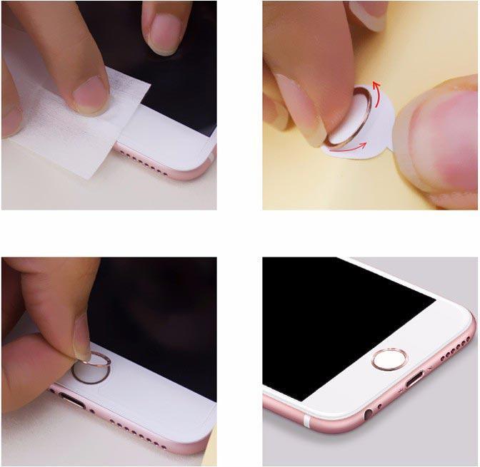 Actual product image Hermex Apple iPhone 6S Home Button Touch ID Protective Button gold black