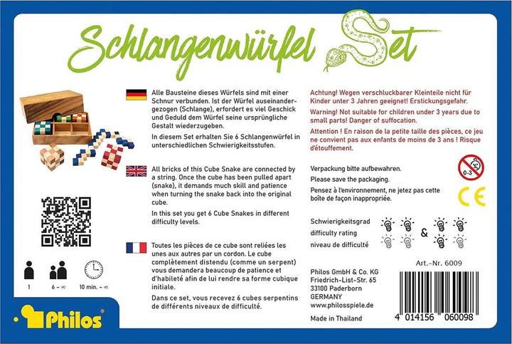 Image du produit Philos Le Cube Serpent boîte en bois pièce (Allemand, Français, Italien, Anglais)