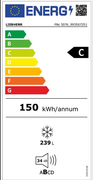 Energie-Label Liebherr FNc 5076 (Freistehend, 239 l)