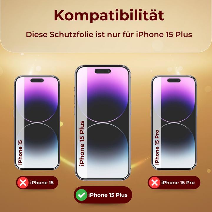 Produktbild Protectorking 2x echtes Tempered 9H Panzerhartglas 3D KLAR (2 Stück, Apple iPhone 15 Plus)