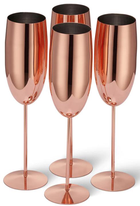 Produktbild Oak & Steel Edelstahl Sektgläser Rosegold 4er-Set (28.50 cl, 4 Gläser, Sektgläser)