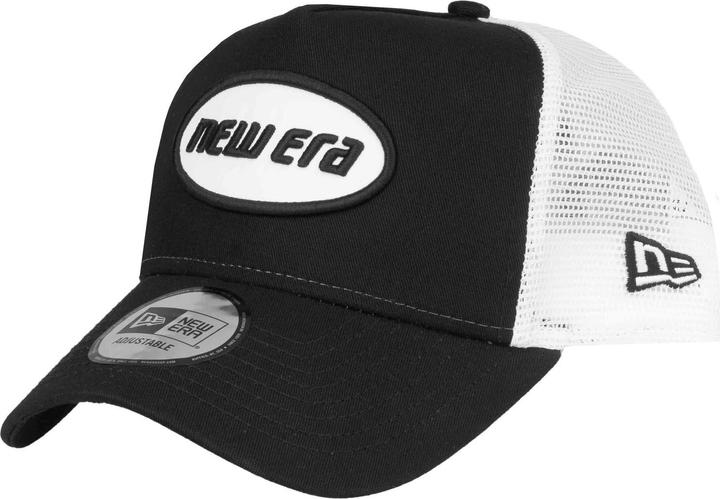 New Era Adjustable Trucker Cap - Retro Brand Patch Schwarz