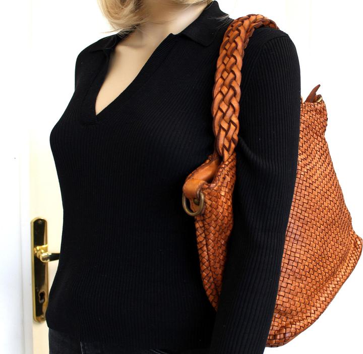 Produktbild Only-Bags.Store Tasche aus gewebtem Leder, Umhängetasche aus weichem Leder, Handtasche aus Leder, Tasche aus