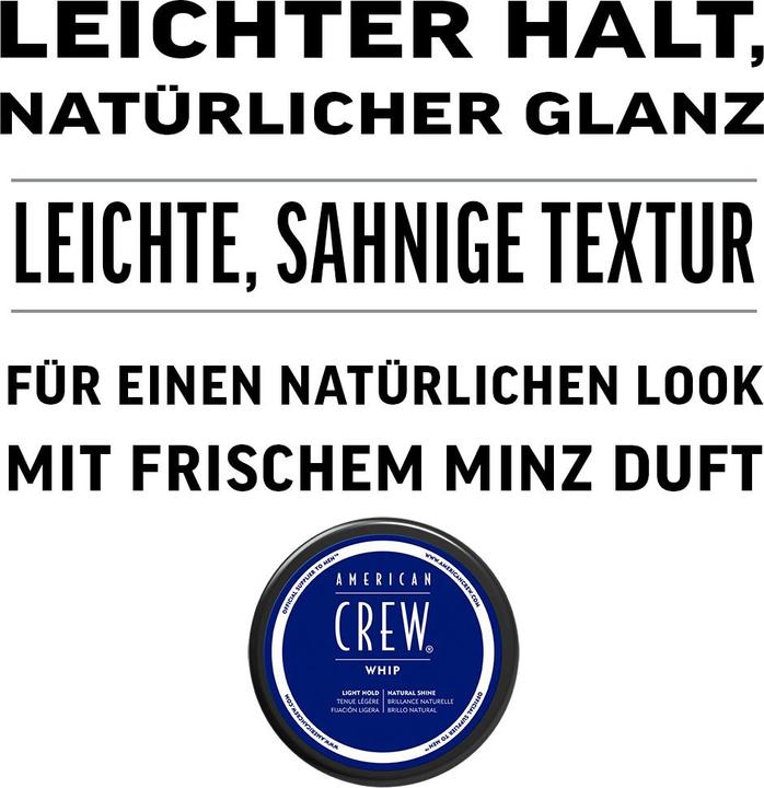 Actual product image American Crew Men's Whip Styling Cream Light Hold Natural Shine 3 Oz (Hair cream, 85 ml)