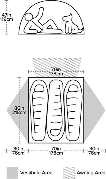 Produktbild Big Agnes Salt Creek SL3 Zelt (Kuppelzelt, 2.32 kg, 3 Personen)