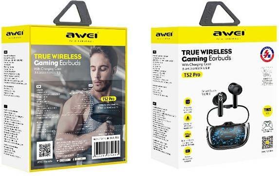 Actual product image Awei słuchawki Bluetooth 5.3 T52 Pro2 TWS + stacja dokująca czarny/black (Wireless)