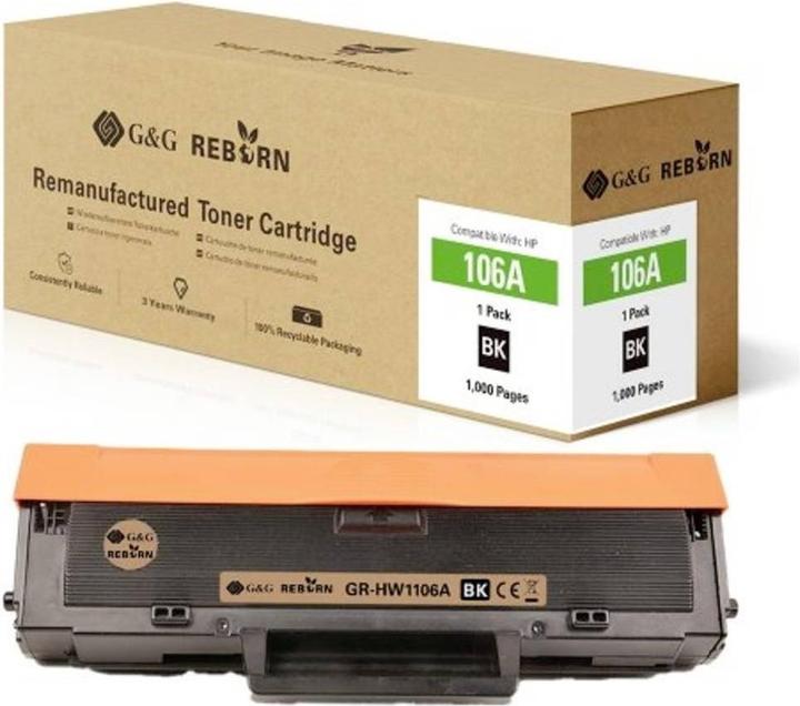 Image du produit G&G Toner Remplace HP 106A Compatible Noir 1000 pages Reborn remanufacturé (CF)