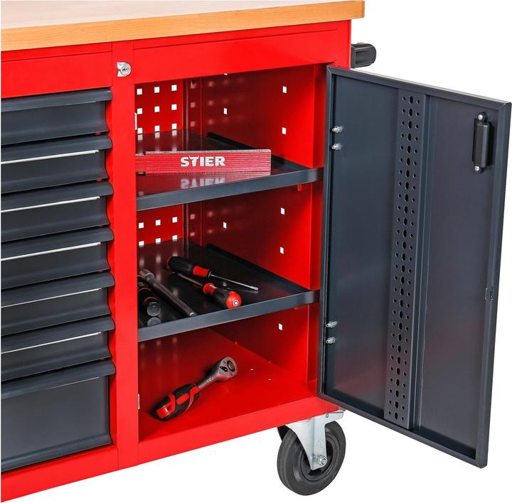 Immagine prodotto Stier Banco da lavoro mobile con 7 cassetti e 1 sportello (112 cm, 112 cm)