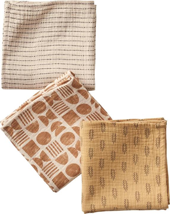 Image du produit Vertbaudet Lot de 3 langes bébé ETHNIC Oeko-Tex (70 cm, 70 cm)