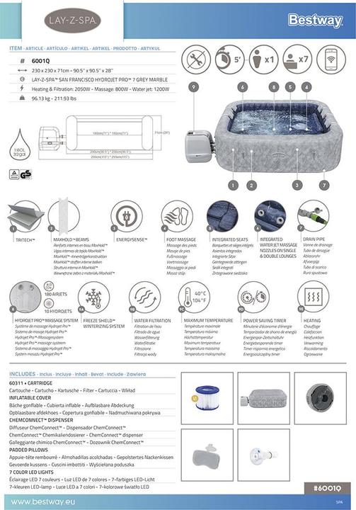 Produktbild Bestway Lay-Z-Spa San Fran cisco HydroJet Pro (7 Pers.)