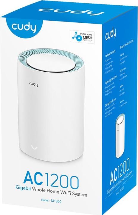 Immagine prodotto Cudy M1300 1-PACK sistema wi-fi mesh Dual-band ( / ) Wi-Fi 5 (802.11ac) Bianco Interno